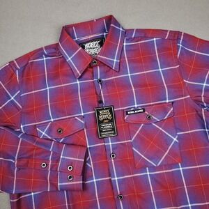 Rebel Reaper Flannel Men Small Medium Red Blue Plaid Biker Workwear (NOT DIXXON)